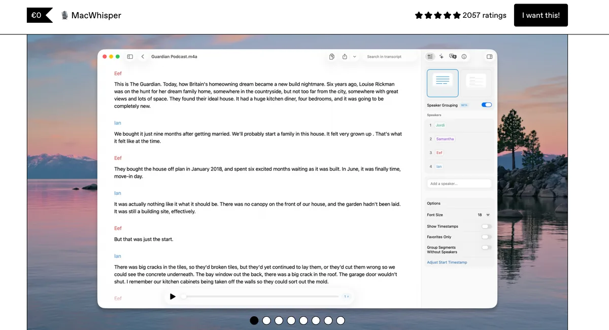 MacWhisper transcription app interface
