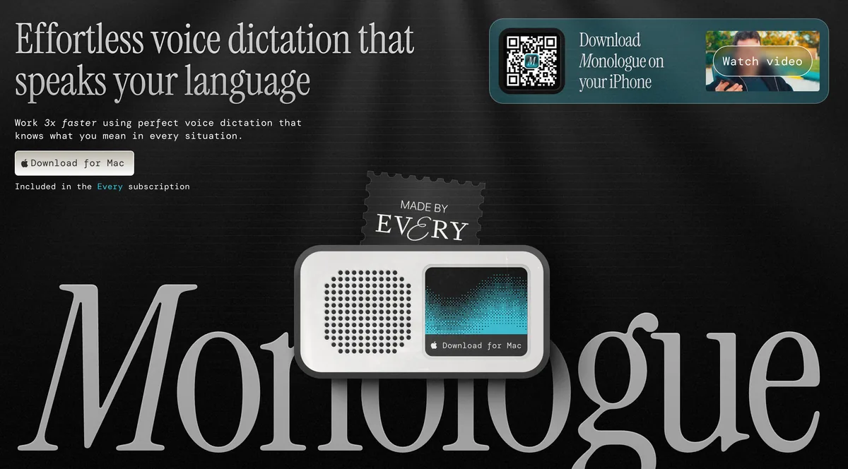 Monologue lightweight offline dictation app for Mac with one-time pricing
