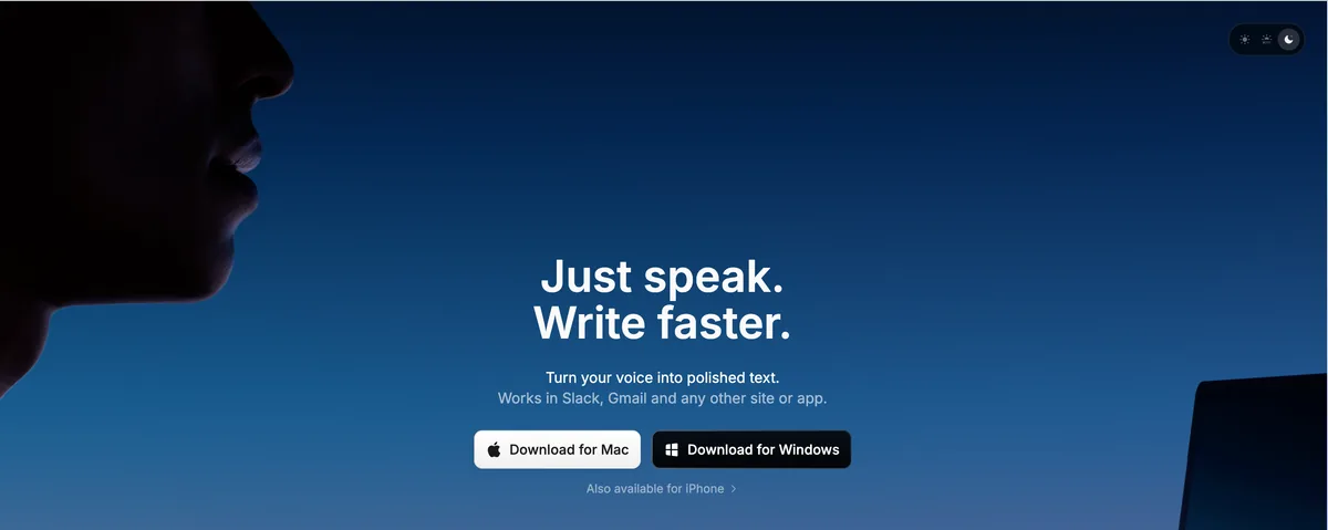 Superwhisper dictation app interface